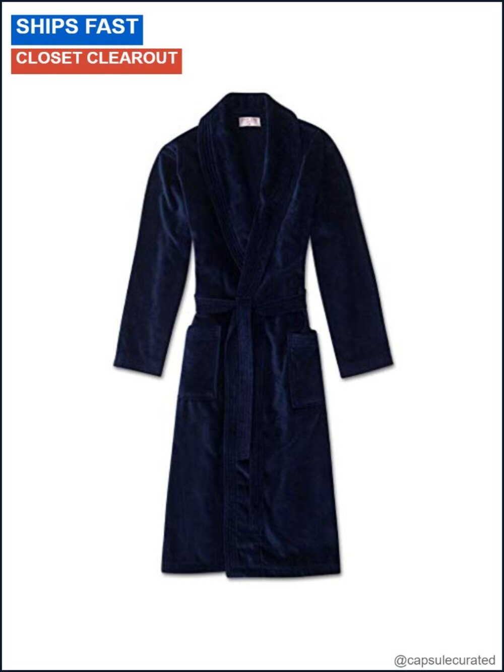 Men's Terry Cotton Bathrobe Shawl Collar Side Pockets Full Length